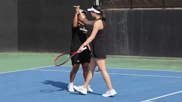 Tennis Action in a match between Southern Miss and Jackson State in a NCAA Tennis match. February 13, 2026 (Joe Harper/bgnphoto.com)