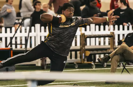 Piers Cameron wins the Shot Put event on day two of the Music City Challenge on Feb. 14, 2026 in Nashville.