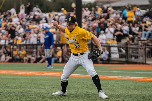 Josh Och celebrates getting out of the jam