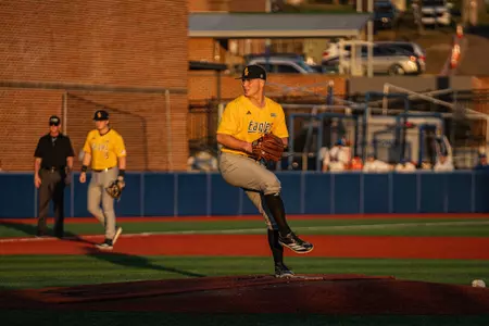 Grayden Harris winds up to deliver a Pitch
