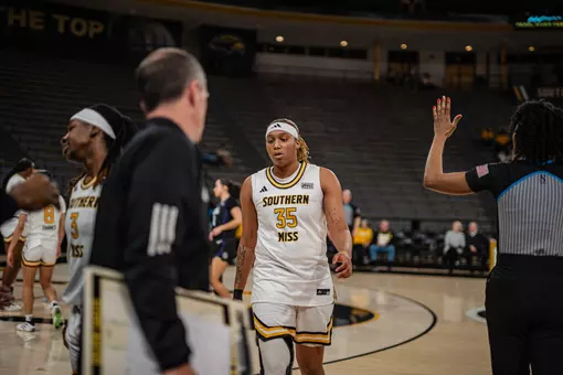 Whitney Hart leaves the floor against James Madison