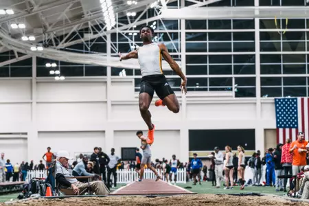 DeAundre Ward finishes second in the long jump event at the NCAA Indoor Championships