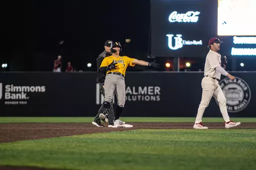 Ben Higdon celebrates his Double