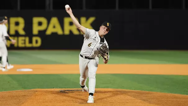 Southern Mississippi Golden Eagles pitcher Colby Allen (6) throws a pitch in a game between Southern Miss and North Alabama in a NCAA Baseball game. March 06, 2026 (Joe Harper/bgnphoto.com)