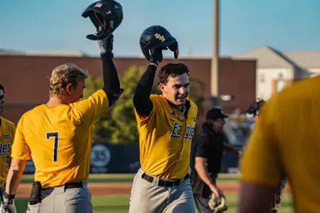 Davis Gillespie celebrates his homerun