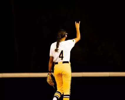 Madison Johnson signaling two outs