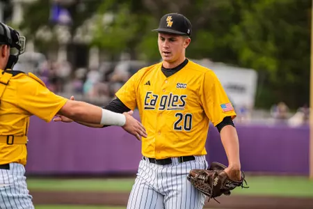 Camden Clark celebrates a successful inning