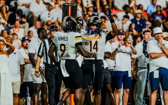 Steven Robinson and Jaylen Himes celebrate touchdown