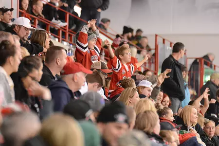 Fans cheer Men's Hockey on to a 5-0 win over Northern Michigan University