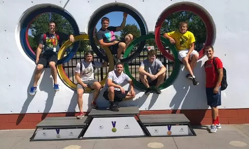 SCSU Wrestlers at Olympic Center