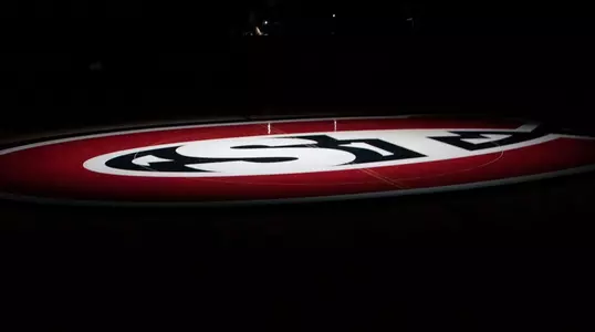 Basketball center court logo
