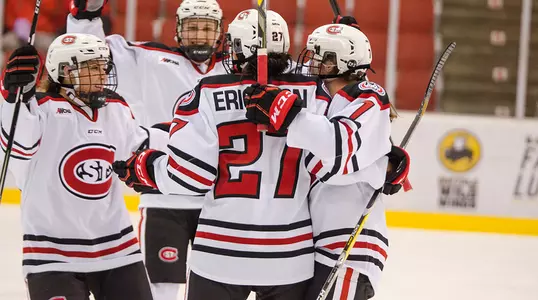 women's hockey celebration