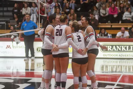 team huddle vs. Concordia-St. Paul 10-16-25