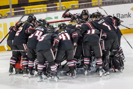 pre game huddle @ Minnesota Duluth 1-10-25