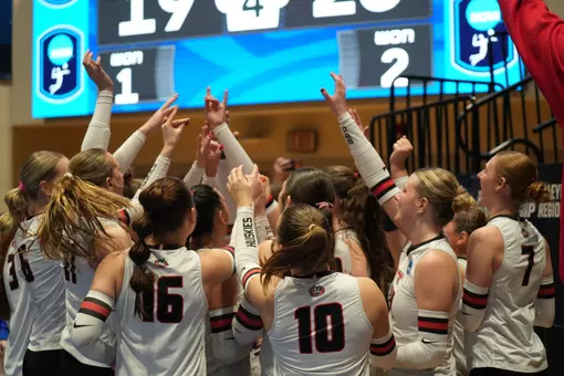 Team huddle @ Nebraska Kearney NCAA Round of 32/Central Region Semifinals 12-5-25