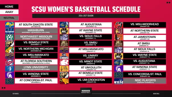 SCSU WBB 26/27 Schedule