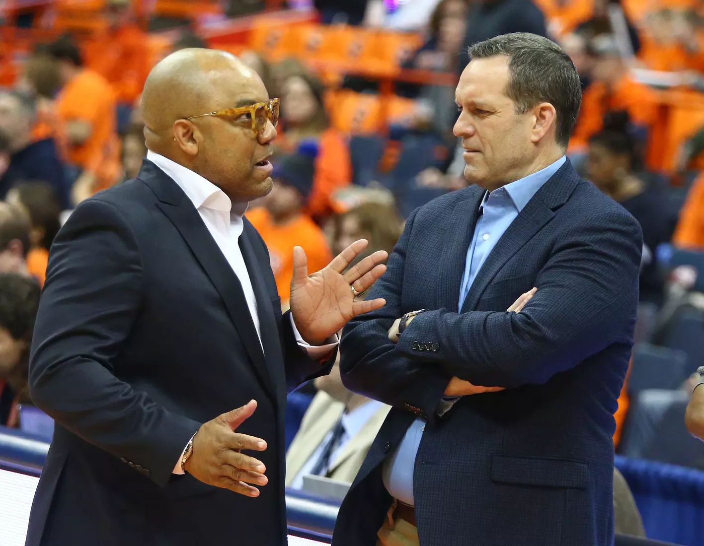 Coach Hillsman with Pitt coach Lance White.