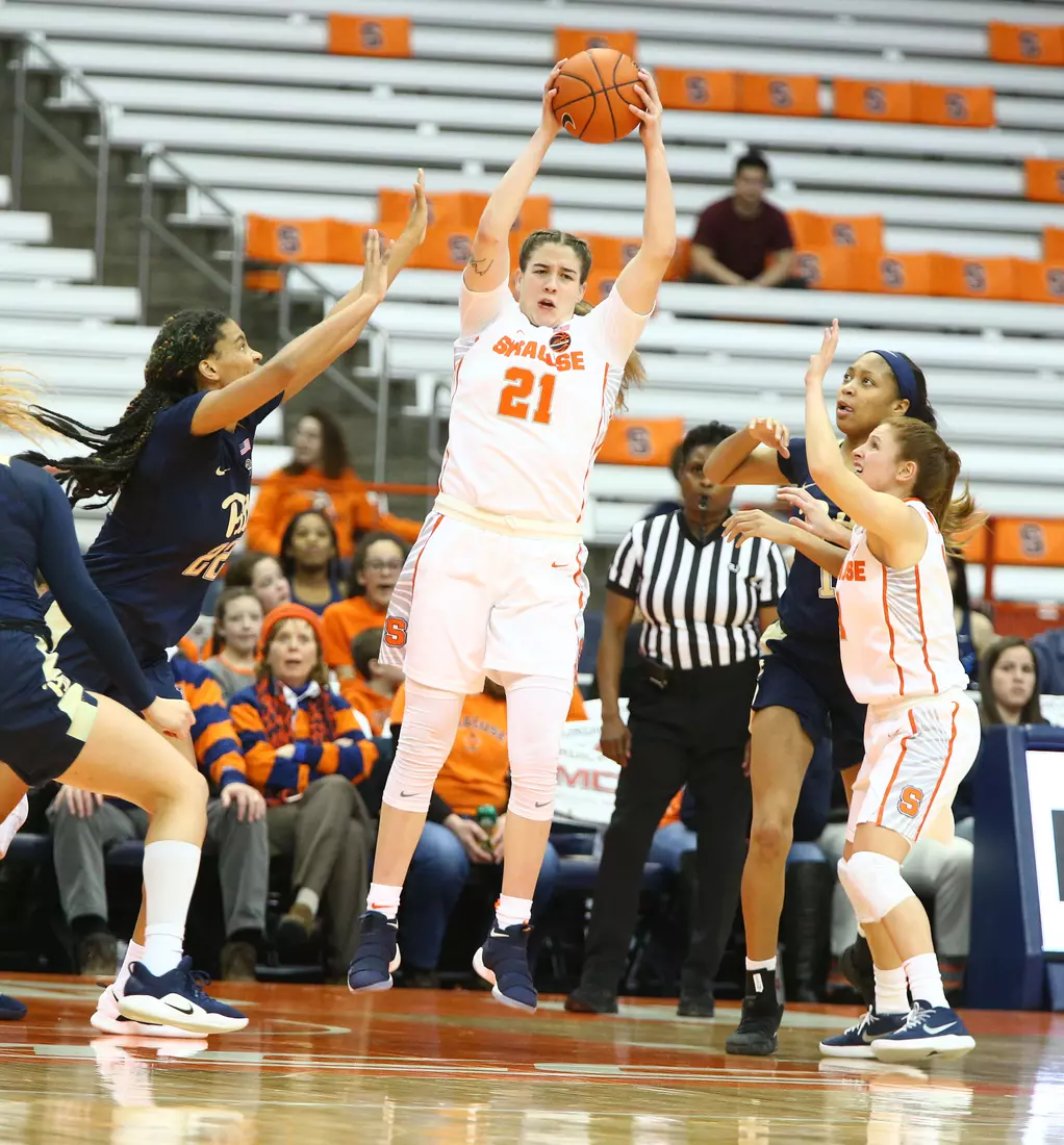 Emily Engstler rebounds.
