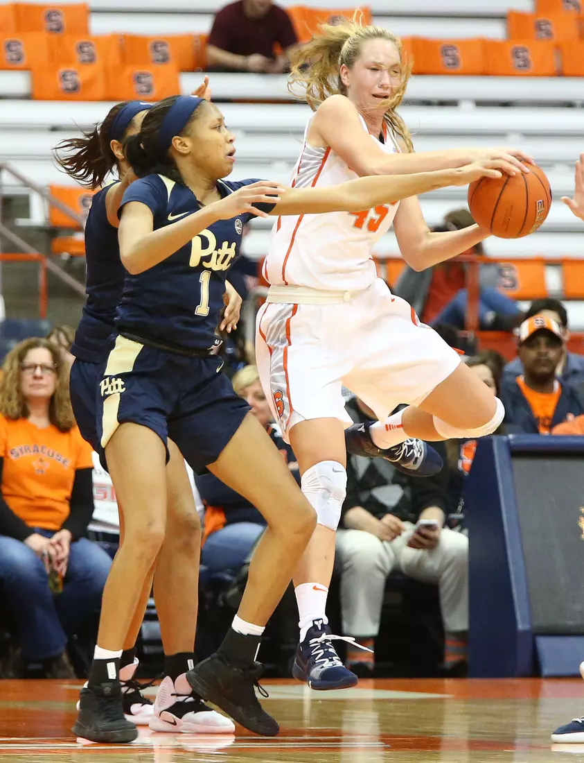 Digna Strautmane rebounds.