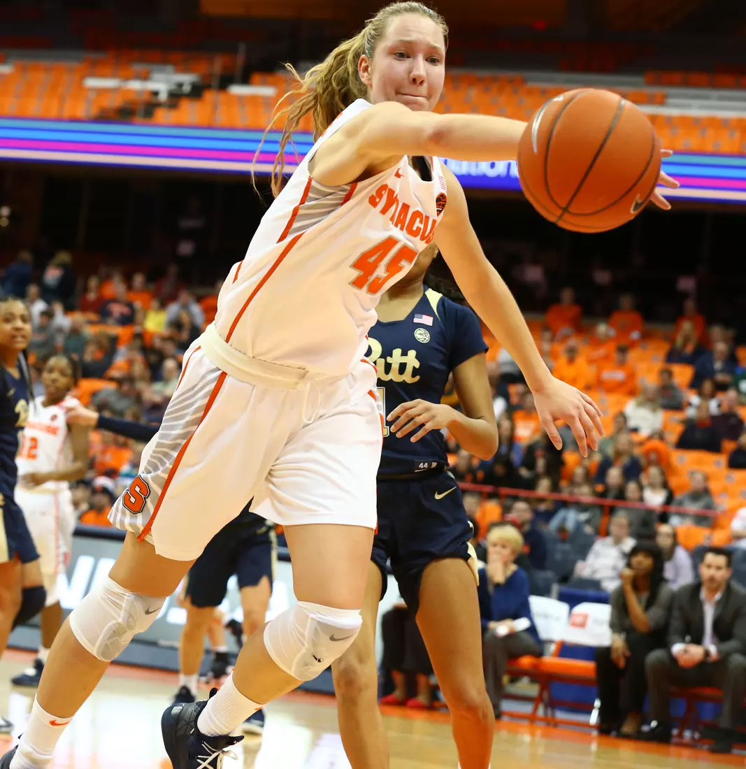 Digna Strautmane tries to save a ball.