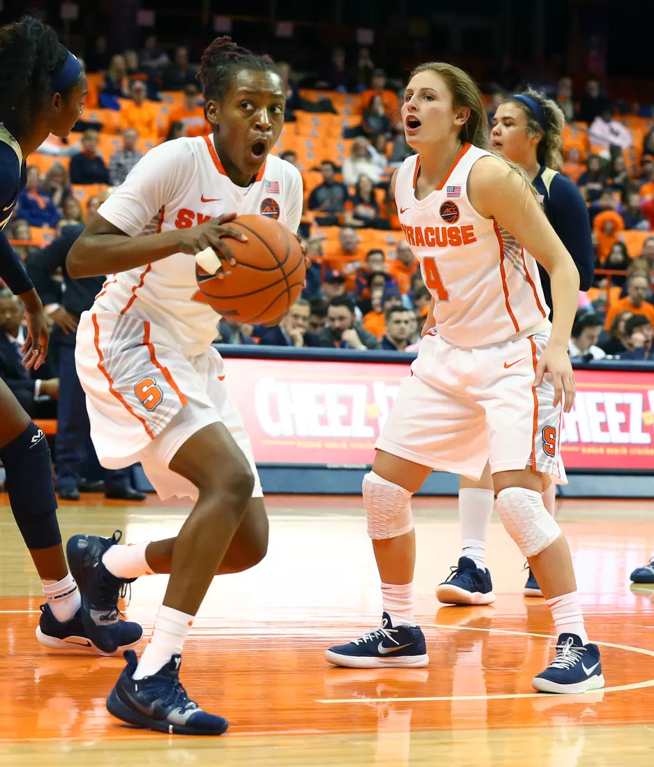 Gabby Cooper & Tiana Mangakahia react to a foul on Cooper.