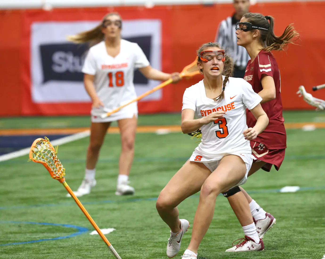 Sam Swart reacts to her score.