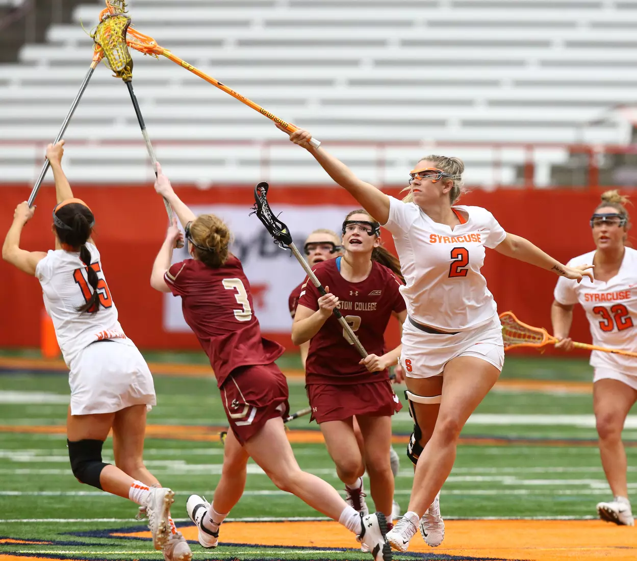 Morgan Widner competes for a draw ball.