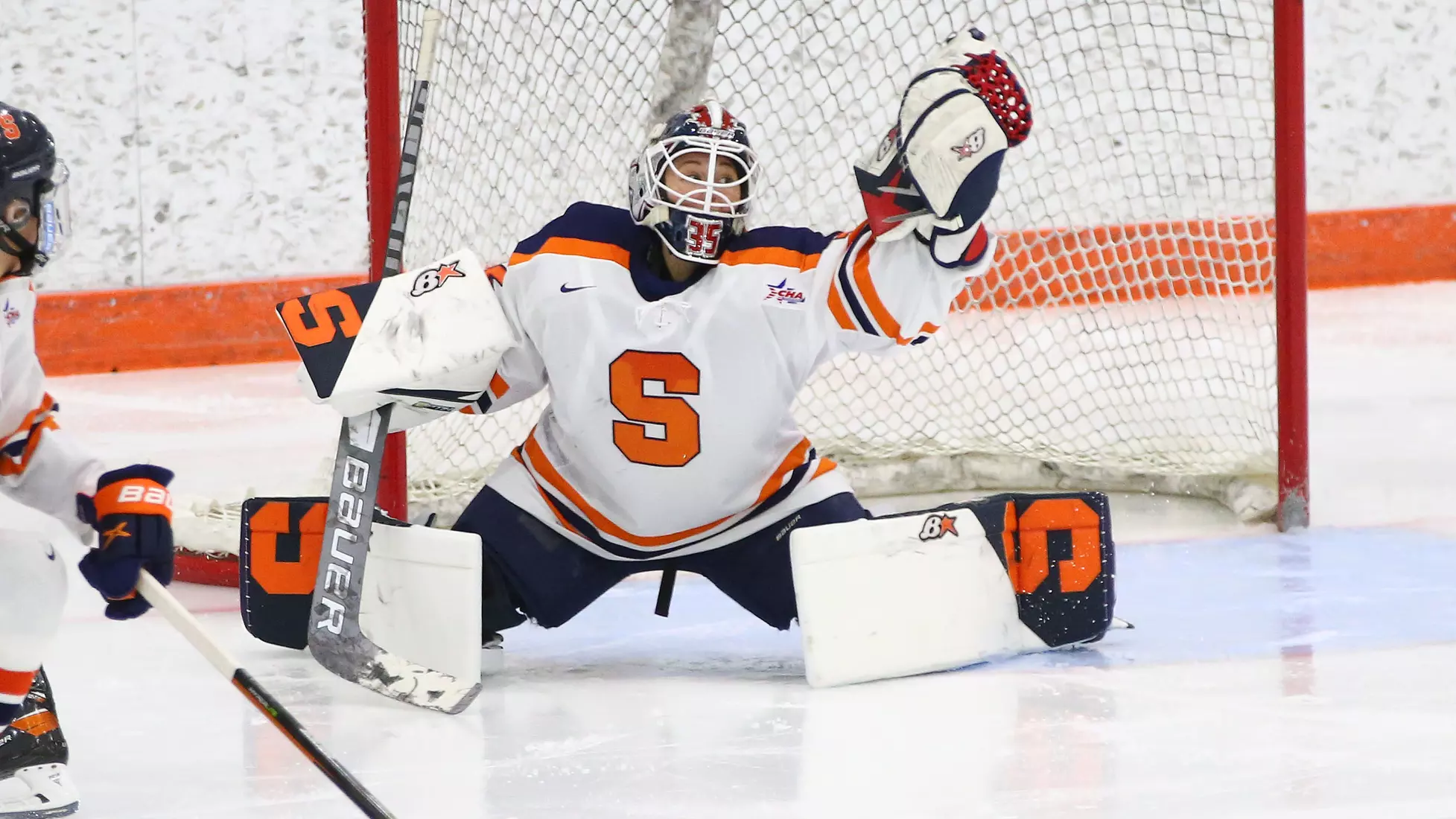 Arielle DeSmet with a glove save.