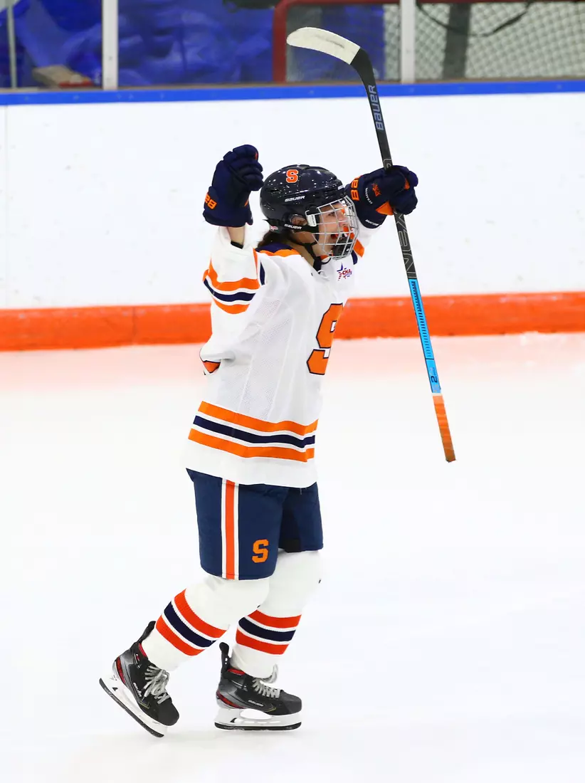 Mae Batherson reacts to her goal.