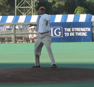 Former Orange Gridiron Great Takes the Mound Image
