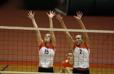 Orange Volleyball Comes From Behind for Win Against Northeastern Image