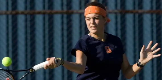 Ashley Spicer with her forehand smash.