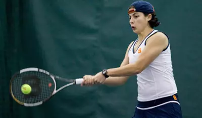 Chelsea Jones delivers the forehand.