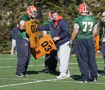 Head coach Doug Marrone instructs the offensive line