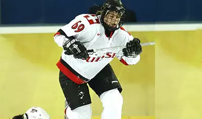 Stefanie Marty skates over her opponent.