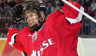 Stefanie Marty celebrates a goal for the Swiss.
