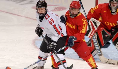 Stefanie Marty posts up against the Chinese.