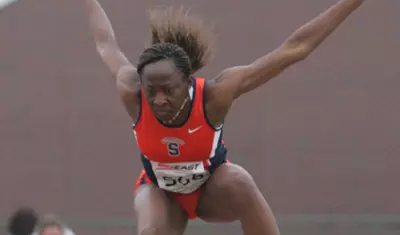 Uhunoma Osazuwa in the long jump.