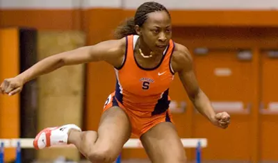 Uhunoma Osazuwa clears the hurdles.