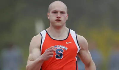 Mike LeBlanc in the 100-meter dash.