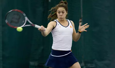 Simone Kalhorn delivers the forehand smash.