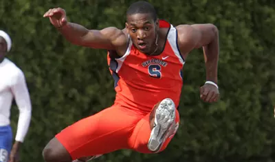 Terry Marshall clears the hurdles.