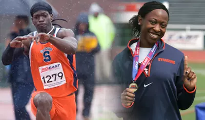 Bernard Bush and Uhunoma Osazuwa competing.