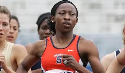 Uhnuoma Osazuwa in competition.