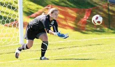 Brittany Anghel makes the stop versus Pittsburgh.