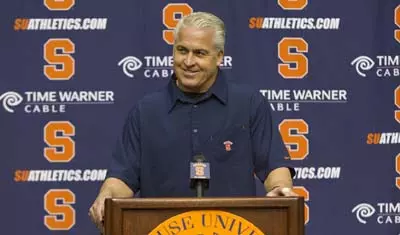 Gary Gait addresses reporters at media day.