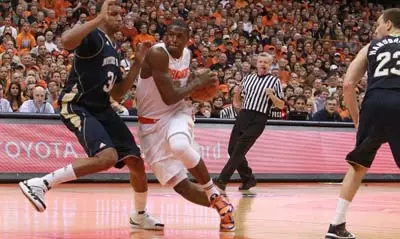 Dion Waiters drives against Notre Dame.