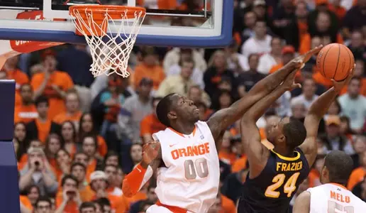 Rick Jackson records the blocked shot.