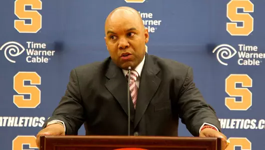 Coach Quintin Hillsman speaks to the press.