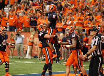 Alec Lemon celebrates a touchdownAlec Lemon celebrates a touchdown